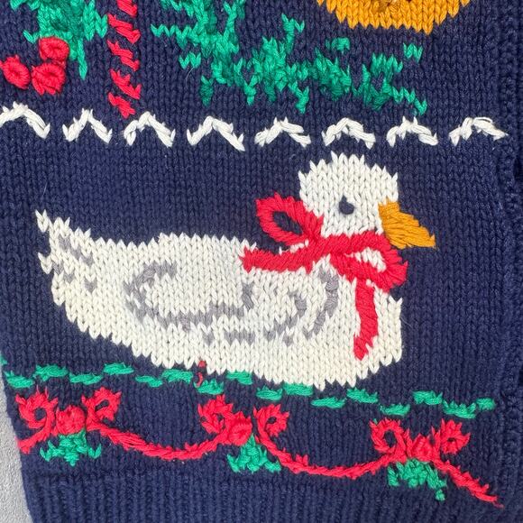 Vtg Signatures by Northern Isles Knitted by Hand Button Up Xmas Sweater WMSN M - Picture 3 of 9